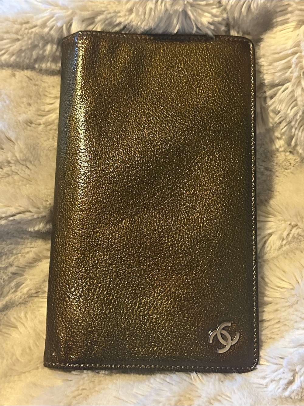 CHANEL Vintage Brown Leather CC Wallet AUTHENTIC